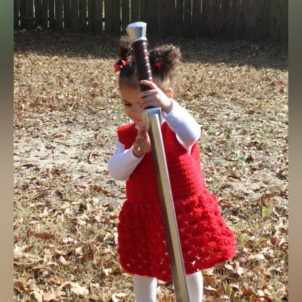 Red crochet dress